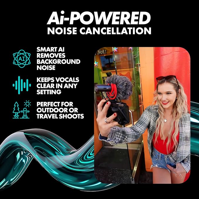 Movo VXR10-AI v2 Shotgun Microphone with AI Noise Cancellation - Camera Microphone for DSLR, Smartphone & Computer - Supercardioid On-Camera Mic with 3.5mm & USB-C Cables - Latest Version - Image 3