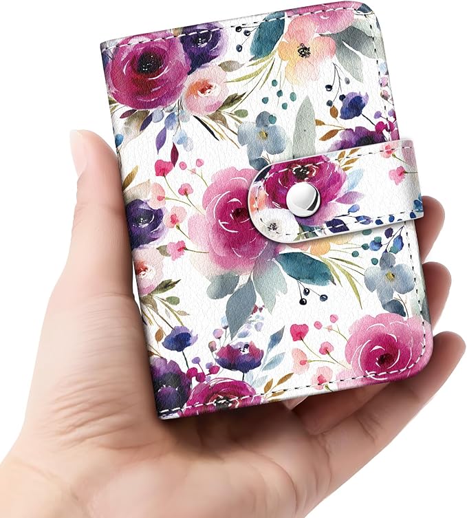 Vintage Rose Floral Small Photo Album for 2x3 In Films, 56 Pocket | Mini Cute Picture Book, Wallet Size, for Polaroid Fujifilm Instax Mini Instant Camera Printer, Kpop Photocard Binder Holders by Lebrocoli