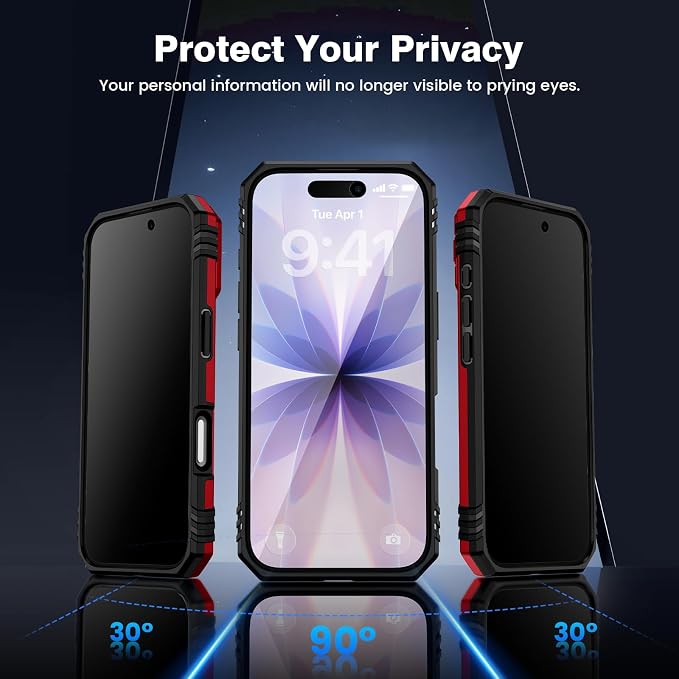 VEGO for iPhone 17 Case with Camera Cover & Privacy Screen Protector Red | Slide Camera Cover & Ring Kickstand Military Grade Heavy Duty Protection Cover for iPhone 17 5G 6.3 Inch - Red - Image 3