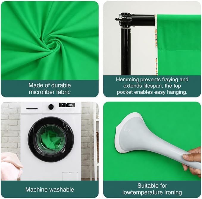 Kate Solid Green Screen Backdrop for Photography Photo Backgrounds10ftx12ft | Solid Green Screen Cloth For Chroma Key, Video Production, Streaming, Gaming, Interviews And Studio Photography - Image 4