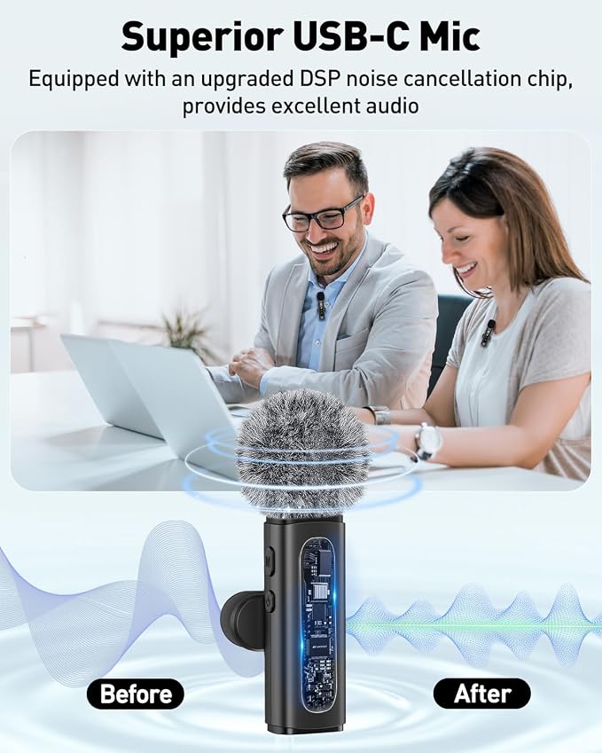 USB C Lavalier Microphone Wireless Mini Mic for Type-C Android Phone/Tablet/PC Video Recording Clip-on Mics with Rotatable Clip&Denoise Recording, Ideal for Vlog Tiktok Youtube Podcast Content Creator - Image 3