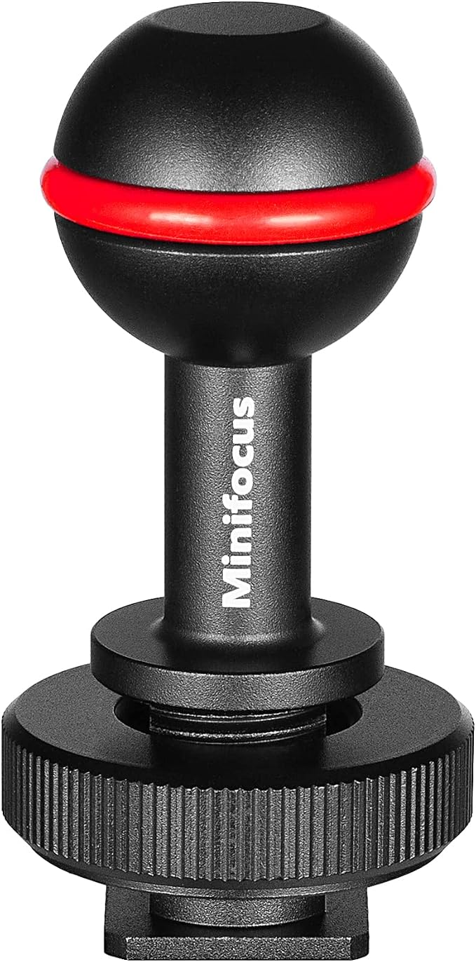 MINIFOCUS 1" Ball Head Cold Shoe Base Adapter, Universal Ball Joint Bracket with Cold Shoe Base Adapter for Diving Light Underwater Camera Waterproof Housings Case Video/Flash/Strobe Hot Shoes by MINIFOCUS