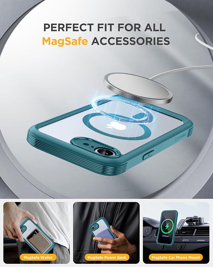 miracase for iPhone 17e & 16e Case with Built-in Private Screen Protector, [Magnetic with MagSafe] Full-Body Phone Cover Military Drop Proof 17 E/ 16 E Bumper 6.1 inch, Green - Image 6