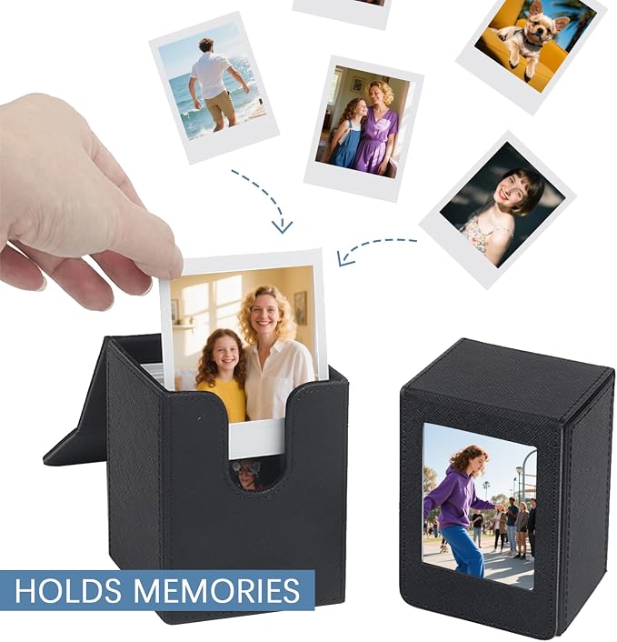 PU Leather Photo Holder Case – MaehSab Compatible with 2x3 Films for Mini Picture Size (54x86mm), Fits 50 Photos, Portable Storage Box with Pocket – Black - Image 4