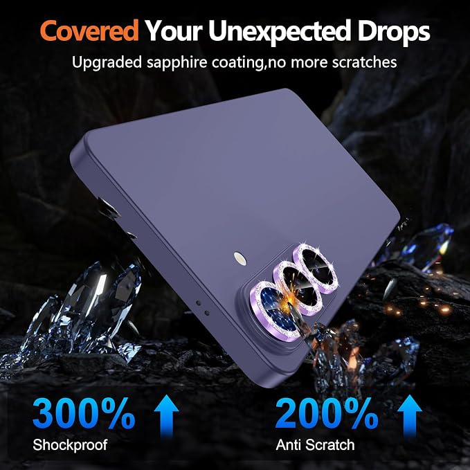 for Samsung Galaxy S26 Plus Camera Lens Protector, Individual Metal Ring Tempered Glass Lens Cover, [Strong Adsorption] Scratch Resistant Ultra-Thin HD Clear Lens Cover, 1 Set-Purple Diamond - Image 5