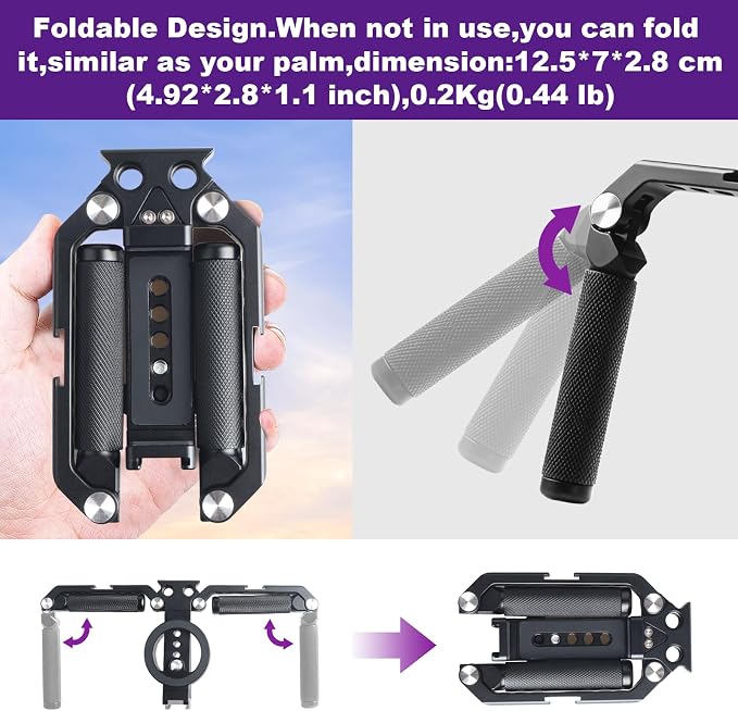 OPC01 Foldable Phone Cage Handheld Stabilizer,Foldable Magnetic Smartphone Cage with Handle and Magnetic Sticker for iPhone 17/16/15/14/13/12/11/10 Series and Andriod Phones for Photographer - Image 4