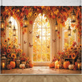 Fall Window Backdrop for Photography 10x8 Thanksgiving Party Decorations | Autumn Pumpkin Maple Photo Backdrop with Butterfly Floral Sunflower Friendsgiving Theme Background Photo Booth Props Vinyl by Leowefowa