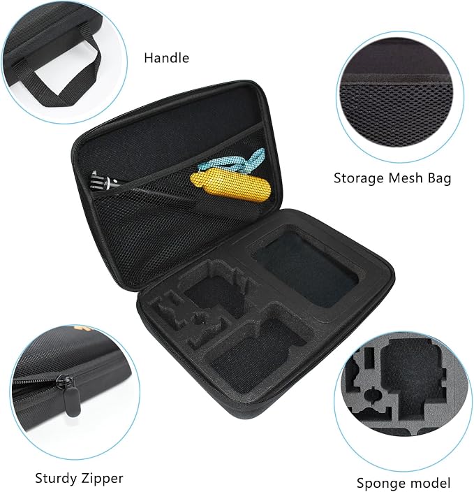 Large Camera Carrying Case Compatible with Gopro Hero 13 12 11 10 9 8 7/AKASO EK7000 Brave 4 Brave 7 V50X/DJI Action 5 Pro/ODDV/Xilecam/Jadfezy/SJCAM/APEXCAM/Vemont Action Cam, Travel Camera Case | Compatible with Go pro Hero 13 12 11 AKASO EK7000 Brav... - Image 4