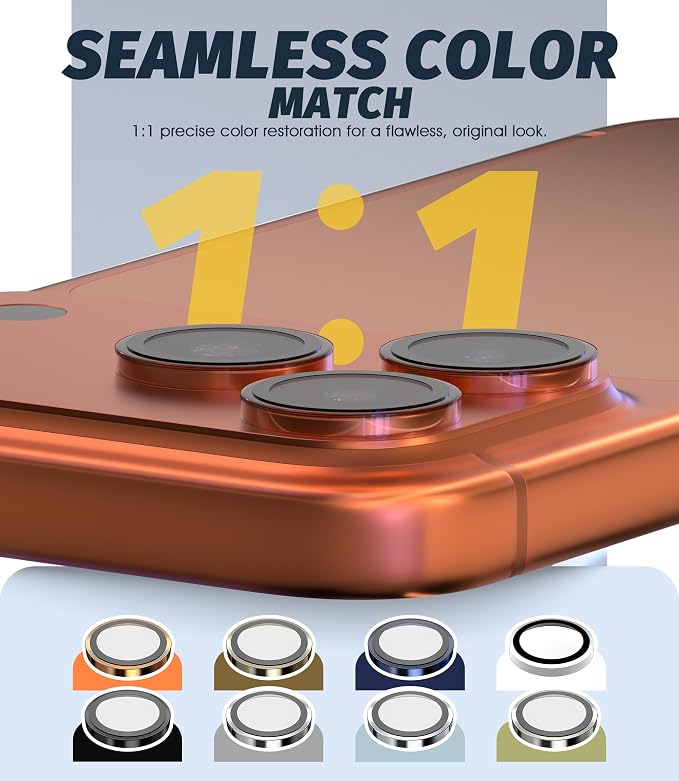 (3 Sets) Orzero Camera Lens Protector Compatible for iPhone 17 Pro&17 Pro Max&16 Pro&16 Pro Max&15 Pro&15 Pro Max&14 Pro&14 Pro Max, [EZ Install] [Case-Friendly] 9H Tempered Glass Bling Lens Cover, Military-Grade Shockproof, HD Clarity Anti-Glare - Tra... - Image 7