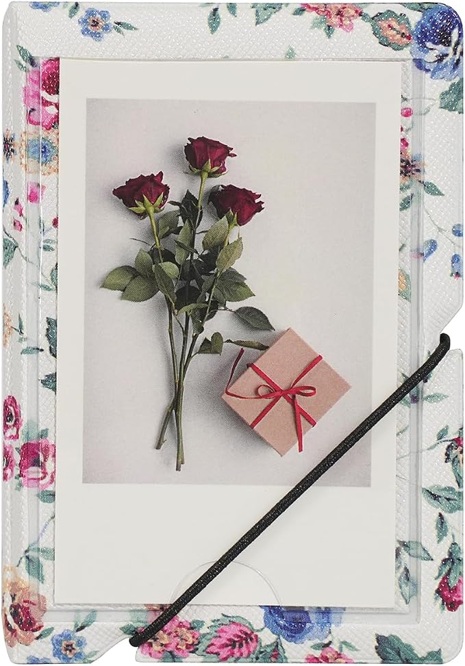 2x3 Instax Mini Photo Album, 28 Pockets. Abstract Roses, 1PK | Portable Wallet Size Album Stores 2x3 inch Instant Photos. Fits Polaroid, Instax Mini, Kodak Mini Prints and Zink. by GoldbarleyDesign