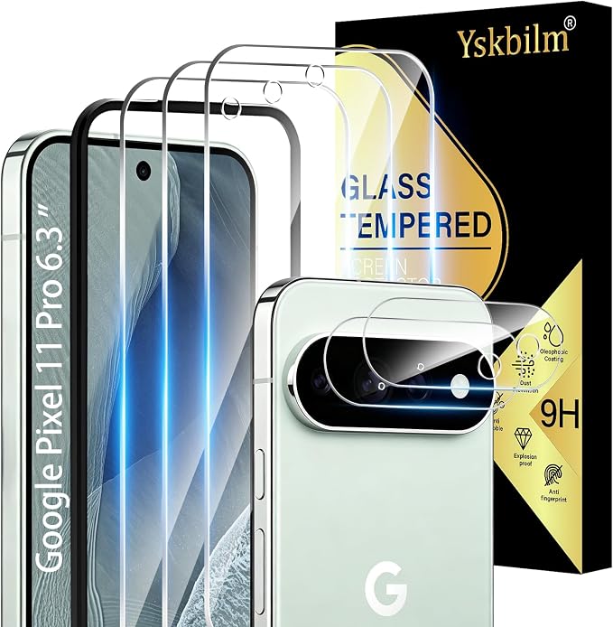 Screen Protector for Google Pixel 11 Pro with Camera Lens Protector | (3+2 Pack) 9H Tempered Glass,Fingerprint Unlock,Anti-Scratch,Bubble Free,Case Friendly - Clear by Unknown