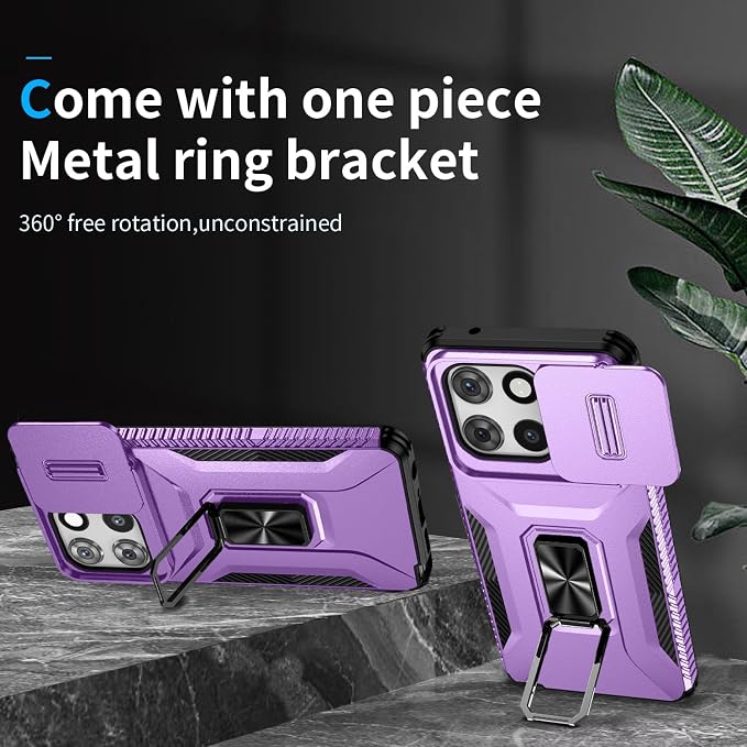 for Moto G Stylus 2025 Case,with Sliding Camera Lens Cover,HD Screen Protector,360° Rotating Kickstand, Military-Grade Shockproof Protective Cover for Motorola G Stylus 5G 2025,Purple - Image 3