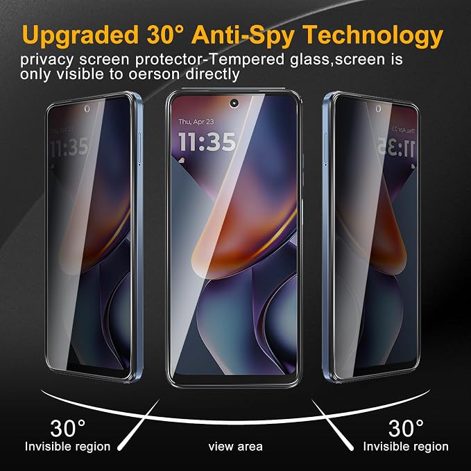 3 Pack Privacy Screen Protector for Motorola Moto G 5G 2025 With 3 Pack Camera Lens Protector, Anti Spy Tempered Glass Film, 9H Hardness, Black Protector, Anti-Scratch, Bubble Free - Image 8