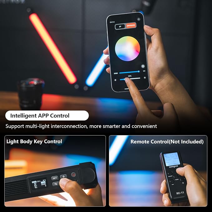 VILTROX K60 RGB LED Light Wand, Handheld 360° RGB LED Video Light Stick for Photography with APP Control, 2500K-8500K Dimmable, CRI97+, 2200mAh Rechargeable Battery,26 Light Scenes,LCD Display - Image 5