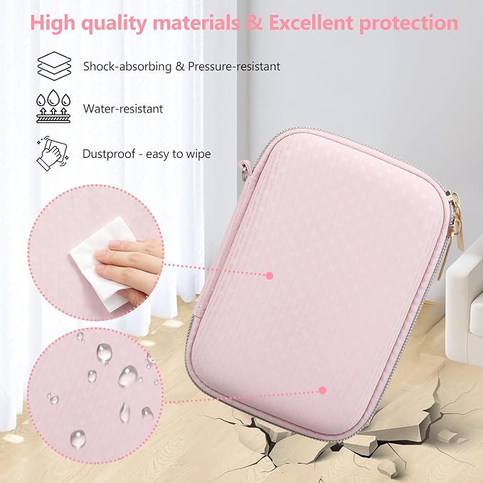 Carrying Case Compatible with Instax Mini EVO Instant Camera, INSTAX MINI EVO Camera Storage Holder Travel Bag with Mesh Pocket for Photos, USB Cables, Film, Pink - Image 5