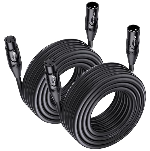 Cable Matters 2-Pack Premium XLR to XLR Cable, Microphone Cable, M-F, 35ft | Mic Cable, Male to Female, 21 AWG Oxygen-Free Copper (OFC), Black by CableMatters