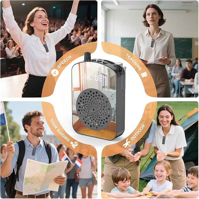 PRUNUS A10 Voice Amplifier Wireless with Lavalier Microphone | Charging &Storage,Portable Voice Amplifier with Laple Mic Speaker,Mini Voice Amplifier for Classroom,Speech,Training Outdoor - Image 8