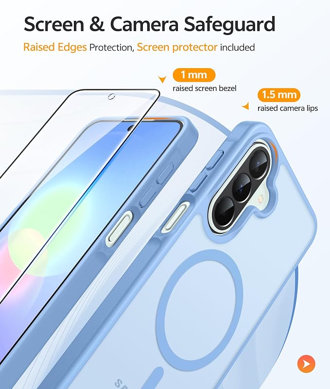 FNTCASE for Galaxy A27 5G Phone Case, Fit for Magsafe, Screen Protector | Translucent Matte, 14FT Military Grade Drop Protection, Slim Shockproof Protective, for Samsung A 27 4G Cover, Light Blue - Image 4