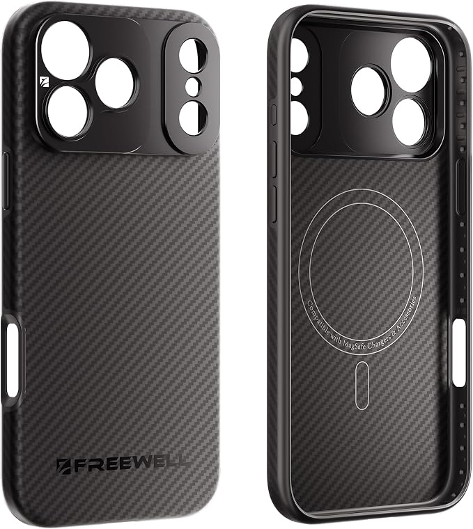 FREEWELL Pro Filmmaker Case for iPhone 17 Pro Max - Magnetic Filter & 17mm Lens Mount Black | Kevlar case with 17mm lens mount and MagSafe for filmmaking, photography and protection by Freewell