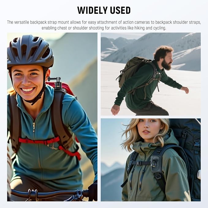 NEEWER Backpack Shoulder Chest Strap Mount Compatible with GoPro DJI Insta360 Action Cameras, 360° Camera Backpack Clip Holder Quick Release & One Toggle Switch for Photography Video Recording, GP63 - Image 6