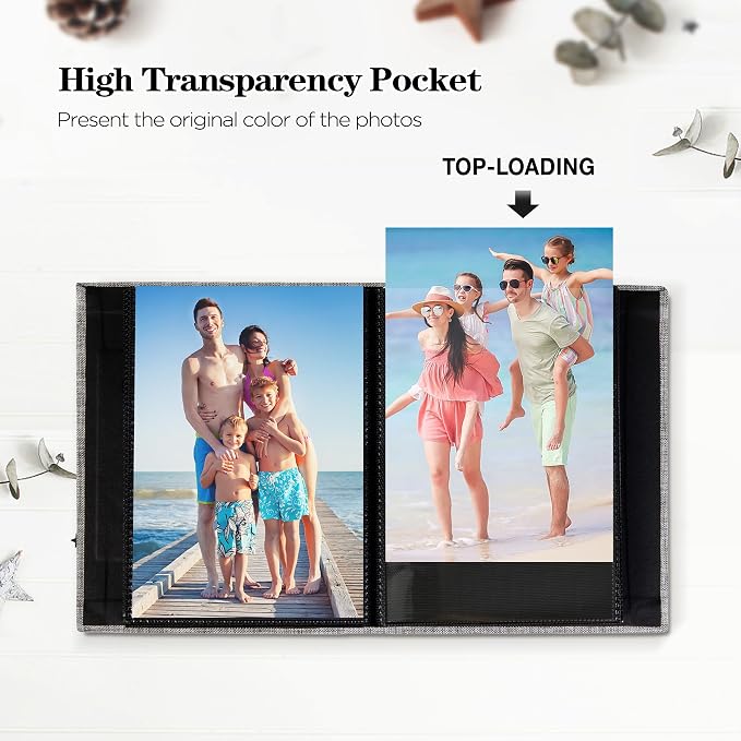 Mublalbum 2 Pack Small Photo Album 5x7, 52 Pockets, Linen Cover,Beige | Linen Cover with Display Window, 52 Vertical Pockets, Portable Mini Picture Book for Artwork Postcards, Picture Storage - Image 3