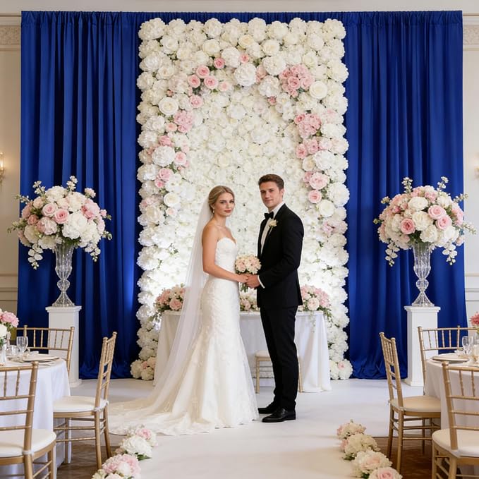 10ft x 10ft Royal Blue Backdrop Curtains for Parties, Polyester Fabric Backdrop Drapes with Rod Pockets for Weddings, Birthday, Photography, Mother's Day, Graduation Party Background Curtain, 2 Panels - Image 4