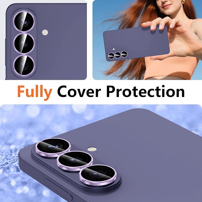 for Samsung Galaxy S26 Plus Camera Lens Protector, Individual Metal Ring Tempered Glass Lens Cover, [Strong Adsorption] Scratch Resistant Ultra-Thin HD Clear Lens Cover, 1 Set-Purple Ring - Image 8