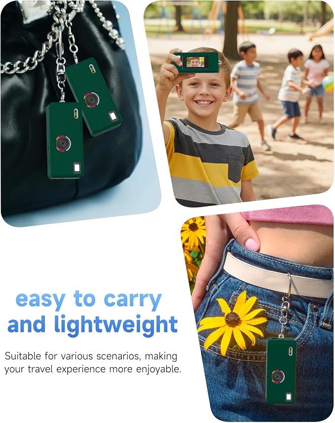Silicone Case for Kodak CHARMERA Keychain Digital Blind Box accessories,Soft Silicone Protective Case,Comes with Screen Protectors and Wrist Strap -Dark green - Image 3