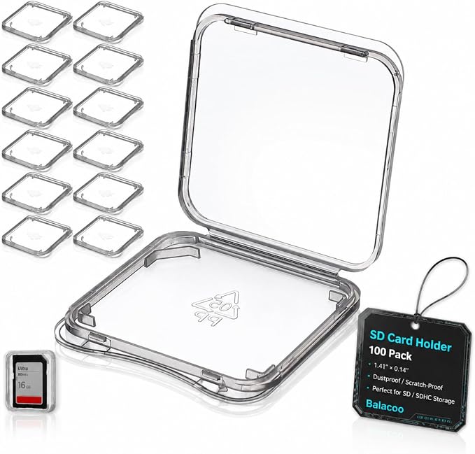 Plastic Case 100 Pcs SD Card Holder - Plastic Transparent Carrying Storage Transparent Memory Card case Holder Carrying Box Storage Boxes Sd by balacoo