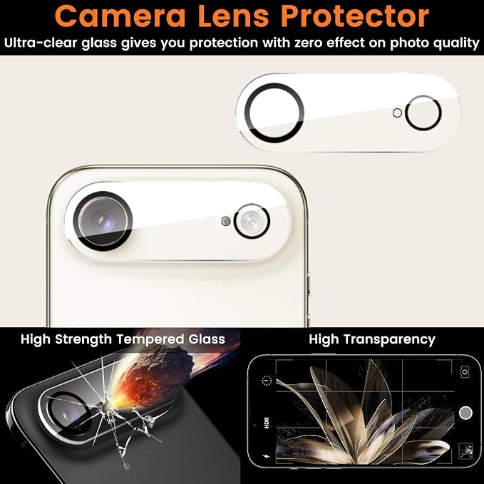 Lesakit 4 Pack Privacy Screen Protector for iPhone 17 Air 6.5-Inch with 4 Pack Camera Lens Protector, Anti Spy Tempered Glass Film 9H Hardness Bubble Free Case Friendly - Image 5