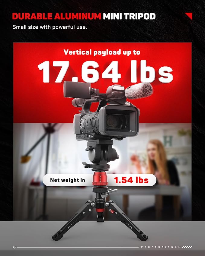 IFOOTAGE Cobra 3 Base-P Monopod Base with Pedal 10" Tripod | Aluminum Desktop Small Tripod for Camera with 1/4" & 3/8" Screws Compatible with Sony Nikon Canon DSLR Cameras, 17.64lbs - Image 6