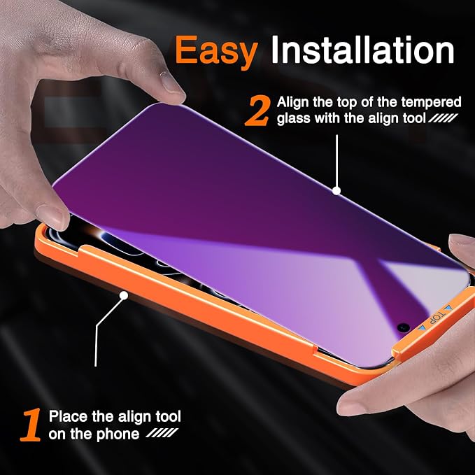 Milomdoi Gradient Colorful Privacy Screen Protector for iPhone 17 Pro Max | 3+3 Pack, 9H+ Hardness Tempered Glass Camera Lens Protector, Easy Installation, No Bubbles, Case Friendly - Image 3