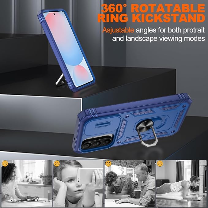 Gritup for Samsung A56-5G Case: Samsung Galaxy A56 Case with Screen Protector*2 | Magnetic Stand & Slide Camera Cover, Shock Proof Military-Grade para Galaxy-A 56 Cover, Blue - Image 7