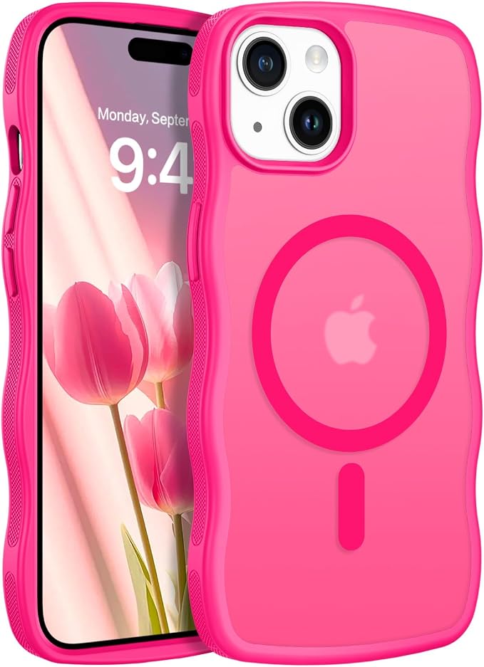 BENTOBEN Magnetic for iPhone 15 Plus/14 Plus Case,Cute Wavy Frame [Compatible with MagSafe] Translucent Matte Women Girls Boys Men Cute Shockproof Protective Cover for iPhone 14 Plus/15 Plus,Hot Pink - Image 9