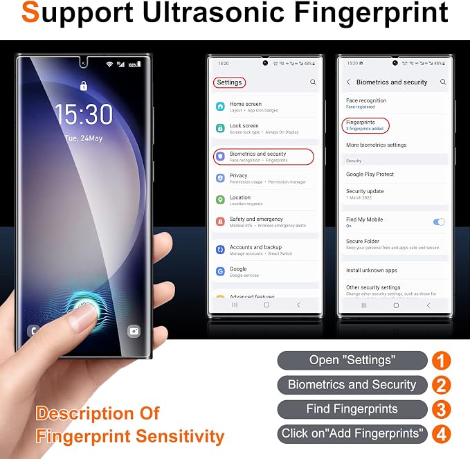 UniqueMe 2+2+1 Pack for Samsung Galaxy S23 Ultra Screen Protector 6.8 inch | Flexible TPU, Camera Lens Protector, Installation Frame, 24h Scratch Self-Healing - Image 3