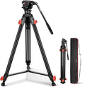 NEEWER Video Tripod with Fluid Head, Heavy Duty Aluminum Compact Portable Camera Tripod Stand for DSLR Camcorder Compatible with DJI Gimbals Compatible with Manfrotto QR Plates, Max Load 13.2 lb, TP73 by Neewer