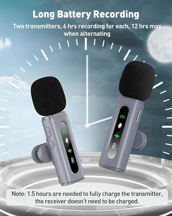 USB C Lavalier Microphone Wireless Mini Mic for Type-C Android Phone/Tablet/PC Video Recording Clip-on Mics with Rotatable Clip&Denoise Recording, Ideal for Vlog Tiktok Youtube Content Creator, Gray - Image 6