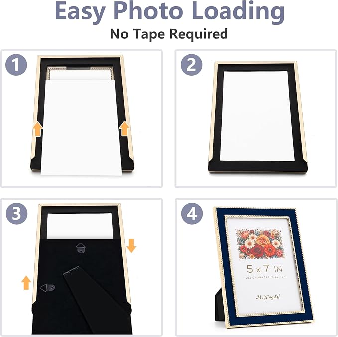 Premium Metal Picture Frame 4x6 Inches with Velvet Back Cover - Elegant and Durable Photo Frame for Displaying Cherished Memories, Perfect as Desk Decor, Home Office Accessory,Blue picture frame - Image 5