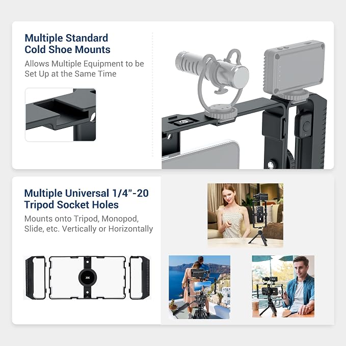 [Wireless Remote] Magnetic Smartphone Video Cage Rig for iPhone 16 15 14 13 12 Pro Max Mini & Magsafe Case,Universal Cell Phone Stabilizer Rig with 6 Cold Shoe Mounts,Phone Cage Rig for Filming | for Magsafe Case,Universal Cell Phone Stabilizer Rig wit... - Image 6