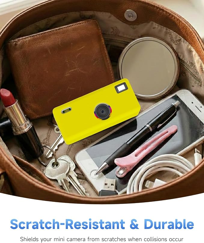 Silicone Case for Kodak CHARMERA Keychain Digital Blind Box accessories,Soft Silicone Protective Case,Comes with Screen Protectors and Wrist Strap - Yellow - Image 7