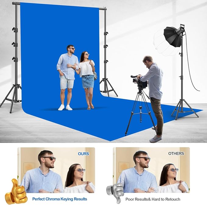 10x20Ft Blue Chromakey Backdrop for Photography, Blue Screen for Product Portrait Photo Shooting, Background Cloth for Video Recording, Party, Meeting, Zoom, Live - Image 3