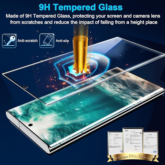 3 Pack Galaxy Note 20 Ultra Screen Protector, HD Clear Tempered Glass, Fingerprint Unlock, 3D Curved, Scratch Resistant, No Bubble for Samsung Galaxy Note 20 Ultra 5G Glass Screen Protector - Image 4