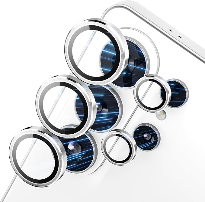 CloudValley for Samsung Galaxy S26 Ultra Camera Lens Protector | 9H Tempered Glass + Aluminum Alloy Lens Protective Ring Ultra-HD Individual Lens Cover,Silver by CloudValley