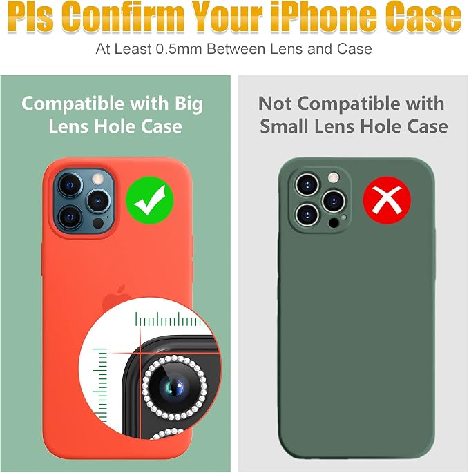 AGVEE 3+3 6 Pack for iPhone 14 Pro & Max Camera Lens Protector Cover | Individual Bling Diamond & Bling Glitter Sparkle Cute Gem Metal Ring, 9H Tempered HD Glass - Image 3