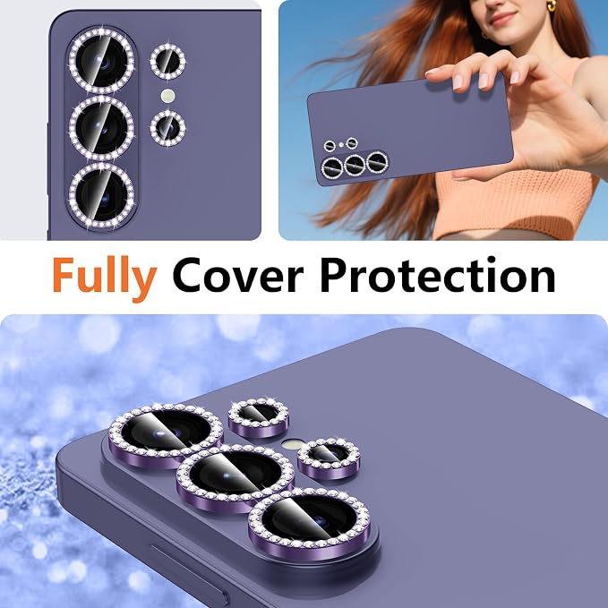 for Samsung Galaxy S26 Ultra Camera Lens Protector, Individual Metal Ring Tempered Glass Lens Cover, [Strong Adsorption] Scratch Resistant Ultra-Thin HD Clear Lens Cover, 1 Set-Violet Diamond - Image 8