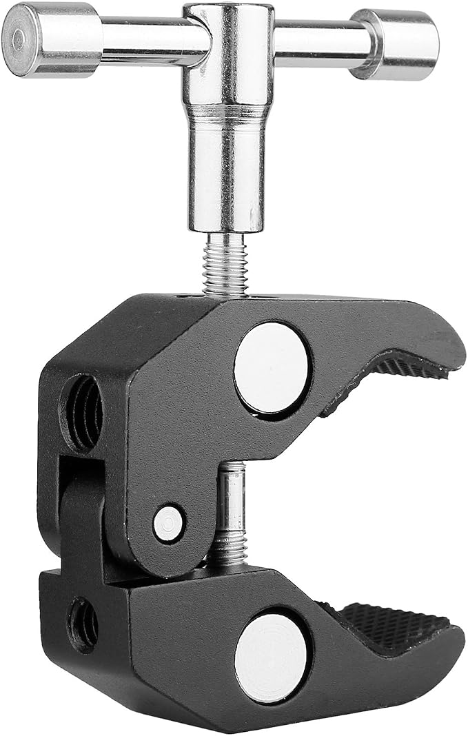 ChromLives Super Clamp Crab Clamp Photography w/ 1/4'' and 3/8'' Thread Rod Clamp Pliers Clip for DSLR Rig Cameras, 15mm Rods, Lights, Umbrellas, Hooks, Plate Glass, Cross Bars and More 2Pack - Image 6