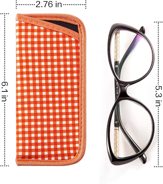 TRIUMPH VISION 3 Pack Reading Glasses Pouch Soft Case Eyeglass Sleeve Slim | Alternative to Bulky Case in bag, Lightweight Lined Padded Protect Optical lens Slip in, Cute Pattern Portable for Daily Use - Image 4