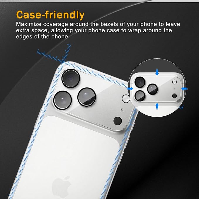 3 Pack Camera Lens Protector for iPhone 17 Pro Max | Tempered Glass,Anti-Fingerprint,9H Hardness,Scratch Resistant,Easy to Install,Bubble Free,HD Clarity - Image 3
