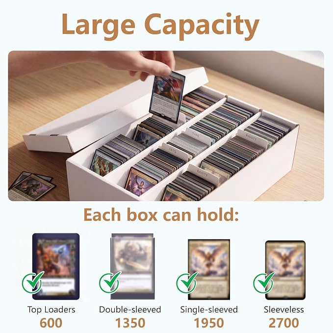 RLAVBL 1 Pack Trading Card Storage Box, Cardboard Card Boxes 2700 Count | 12 Dividers, for Sports, MTG, TCG, Toploader, 3 Row - Image 4