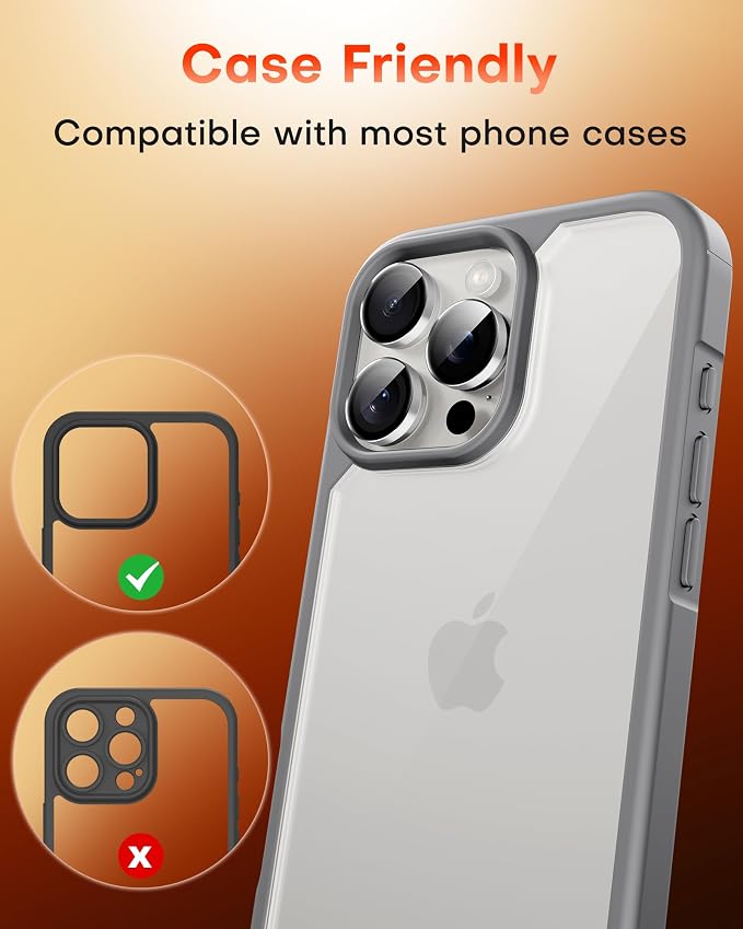 TOCOL for iPhone 14 Pro Max Camera Lens Protector/iPhone 14 Pro Camera Lens Protector Tempered Glass HD Individual Scratch Resistant Cover Accessories Case Friendly 2 Pack（Silvery） - Image 7